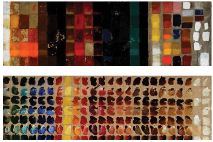 Накраски 1906 (вверху) и 1941 (внизу) года, откуда были взяты частички ультрамарина и белил